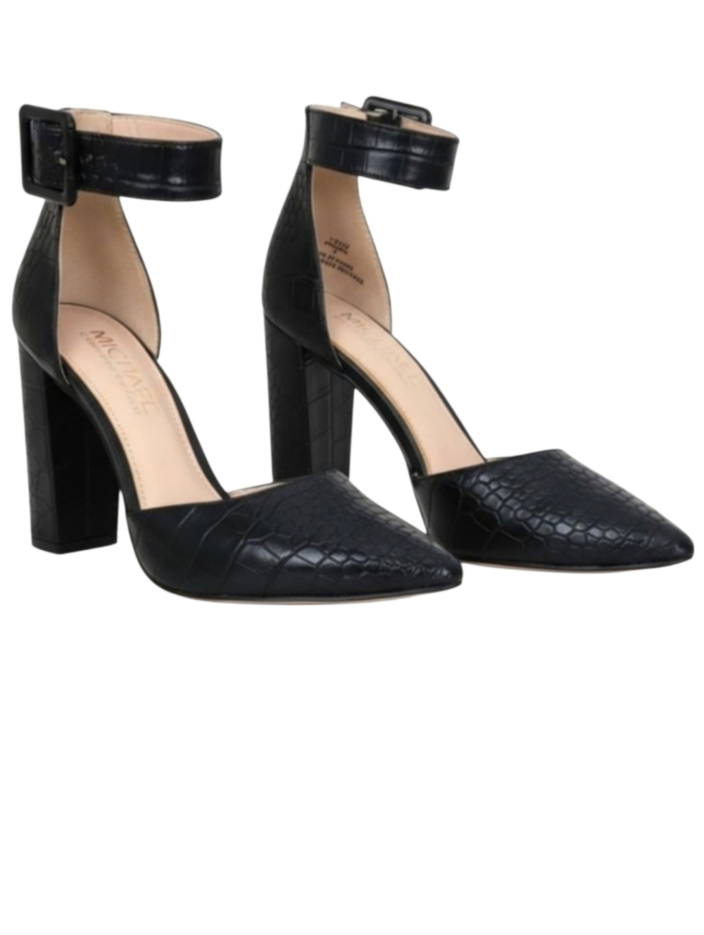 Michael Shannon “Romina” Black Snakeskin Embossed Heels Size 7